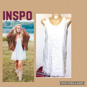 Victoria Sophia women’s Medium dress mini white linen sleeveless concert bride